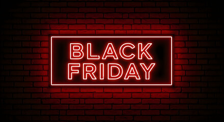 Obraz premium Black friday neon sign on dark background
