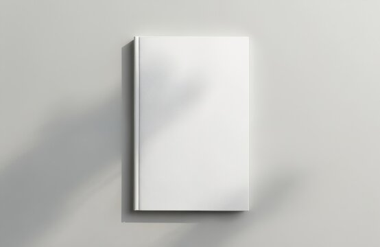 A blank 6x9 inch paperback book mockup with a clean white cover rests on a plain surface. Soft shadows create a minimalist aesthetic, ideal for design previews and custom branding projects.