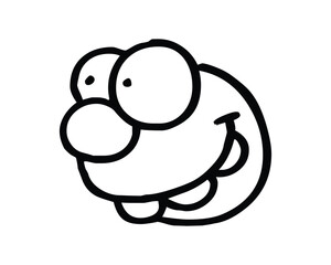 Simple Cartoon Dinosaur Line Art with Big Eyes and Round Body in Black Outline