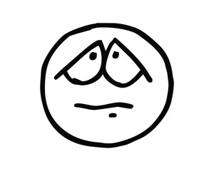 Sad Face Emoticon with Frowning Mouth and Closed Eyes in Black Outline