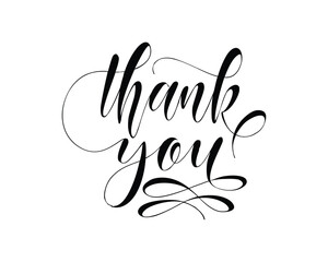 Elegant Calligraphic Thank You Message in Black Ink with Flourishing Script