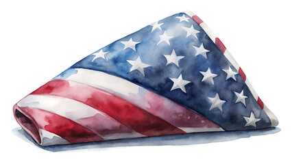 Folded American Flag Watercolor folded flag patriotism