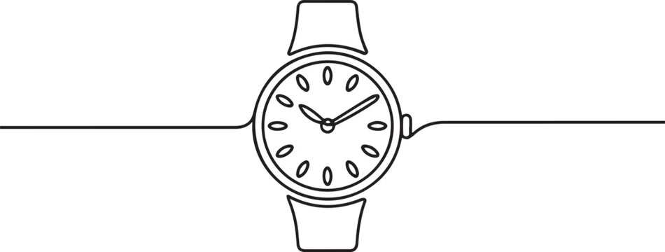 Watch icon continuous one line drawing outline. one line Art icon drawing vector