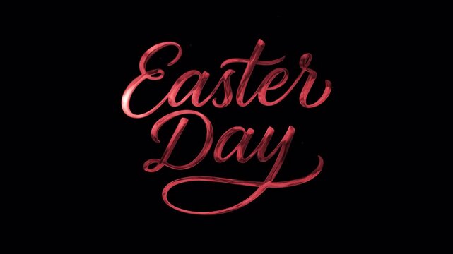 Easter Day text in pink cursive font on a black background with white space