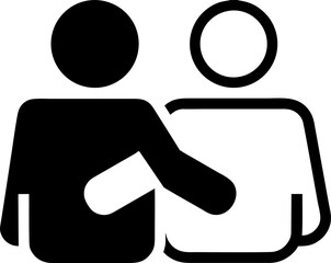 Two people connecting or hugging icon for support and unity