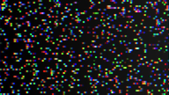 Captivating digital noise and vibrant pixelated static creating an abstract glitch texture, evoking a high-resolution GPU error or corrupted video signal for a dynamic visual effect