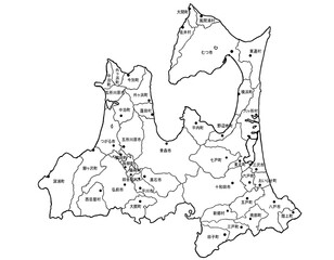 青森県　地名別イラスト　文字・斑点あり