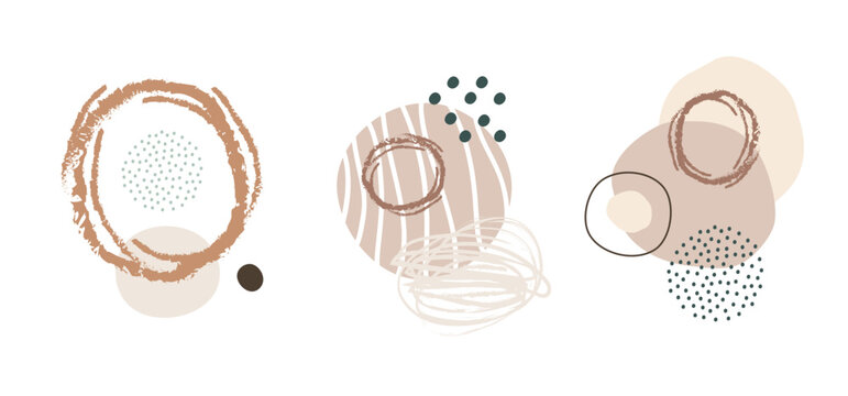 Minimalistic vector illustration bundle with abstract circles and dots