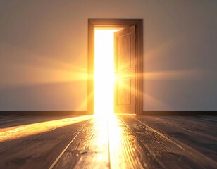 Verschlossene T&uuml;r mit schmalem Lichtspalt als Symbol f&uuml;r Geheimnis und Chance