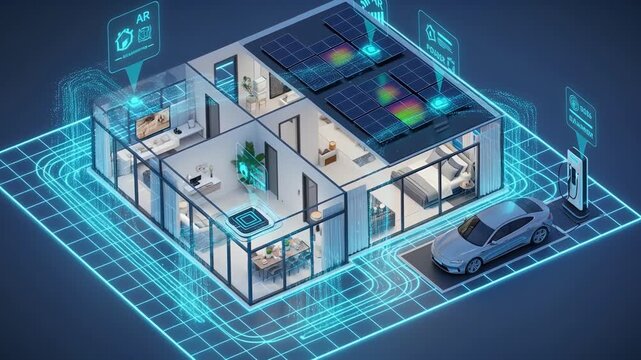 Dashboard illustrating sustainable design and automation in homes
