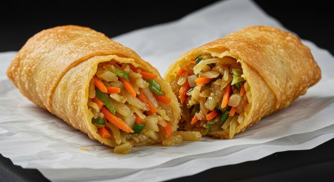 crispy vegetable spring rolls with crunchy veggie filling