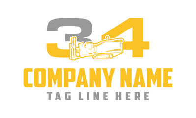 Number 34 Fiber Optic underground horizontal drilling laying machine logo design 