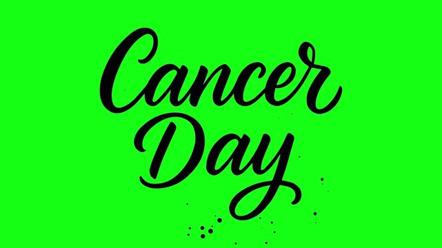 Green poster with 'Cancer Day' written in black cursive font on a white background.