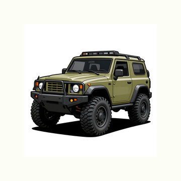 Stylized dynamic illustration of a caricature auto.