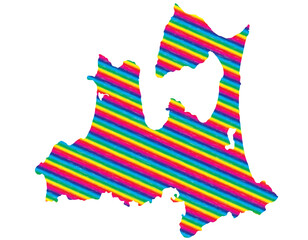 青森県　虹色　カラフル　縞模様　イラスト