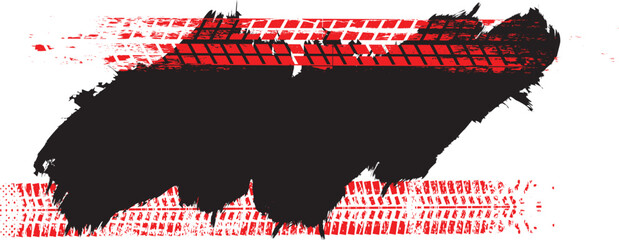 Grunge racing banner with tire track texture , perfect for motorsport design. Racing-inspired grunge background for automotive branding design. Vector illustration.