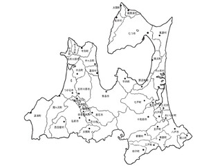 青森県　地名別イラスト　文字・斑点あり