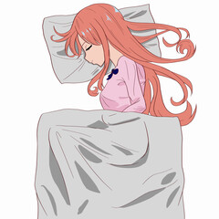 布団で眠っている女性