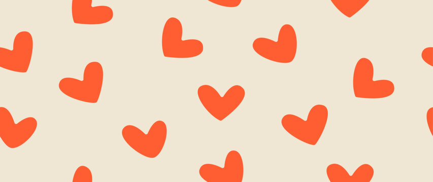 Vector seamless background. Minimalistic abstract pattern of hearts. Modern print. Ideal for textile design, screensavers, covers, cards, invitations and posters.