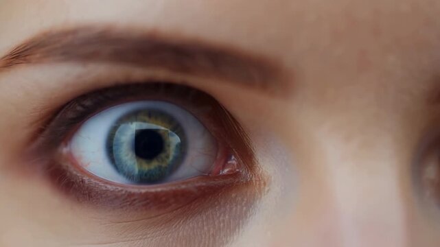 Focused Eye Expression. Model Exudes Powerful Presence Through Her Intense And Unwavering Eye Contact