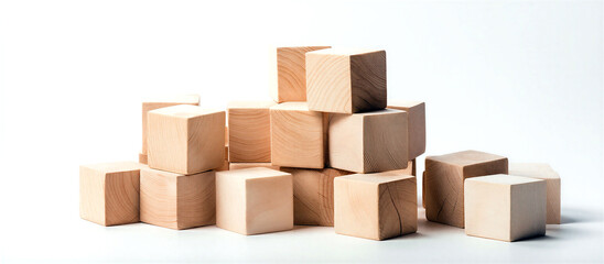 Obraz premium Stacked wooden blocks pyramid on a flat surface