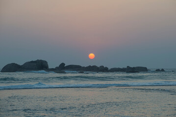 Sunset over the reef. Hikkaduwa, Sri Lanka