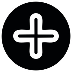 Fototapeta premium White plus symbol sign in a round black circle for design elements