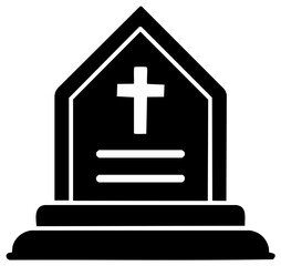 Fototapeta premium Christian Headstone Simple Black Silhouette Memorial Graveyard Stone Gravemarker Gravestone Icon Image