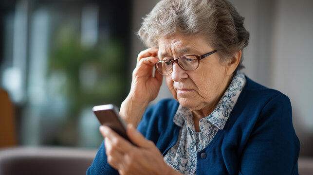 Frustrated elderly person struggling with unresponsive cellphone interface technology usability challenges digital divide concept older user experience difficulties interface