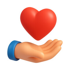 Obraz premium PNG 3D hand holding heart
