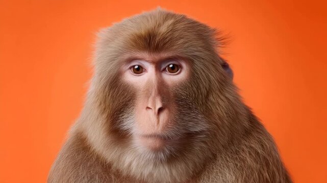 Monkeys express emotions on orange background