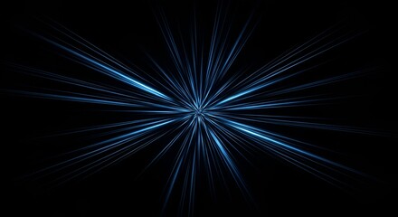 Fototapeta premium abstract blue light burst on black background, energy concept