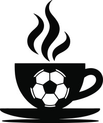 Steaming Coffee Cup With Soccer Ball Graphic