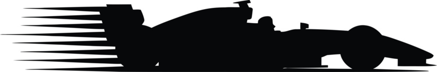 Racing Car Silhouette with High Speed Motion