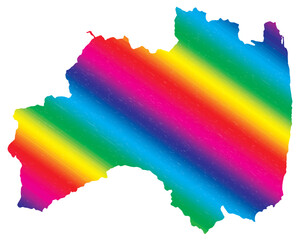 福島県　虹色　カラフル　イラスト