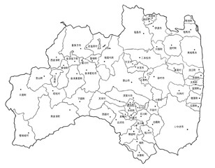 福島県　地名別イラスト　文字・斑点あり　イラスト