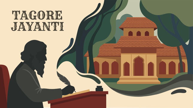 Rabindranath Tagore Literary Tribute Vector Background