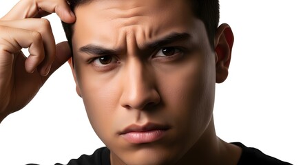 Pensive Man with Hand on Head