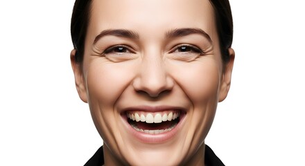 Close-up Portrait of a Woman's Joyful Laughter