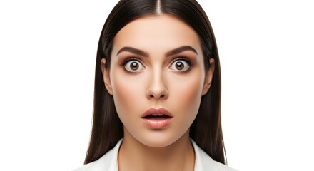 Surprised Woman's Face on White Background