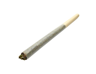 Plant joint end with lit filter and ash, raw outdoor rolling cone