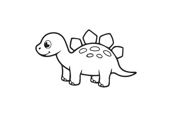 Cute Cartoon Stegosaurus Dinosaur Walking Vector Illustration, Adorable Prehistoric Animal Flat Design Graphic © MdRajib