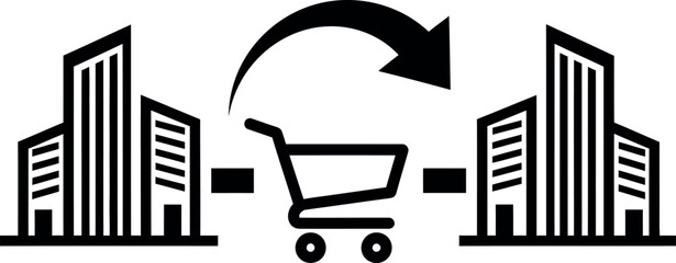 Black arrow and molecular structure icon