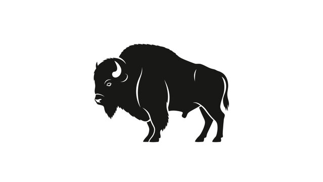 Black Bison Silhouette Standing Strong.