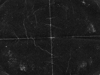 Gritty Folded Paper Texture Overlay. Distressed Creased Black Paper Background. Grunge Analog Scan Surface, Film  Texture © smishura