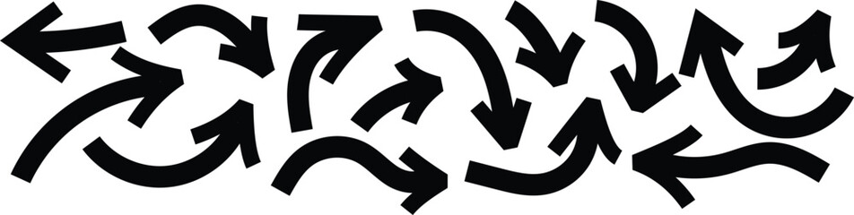 Black Arrows Pointing in Various Directions abstract