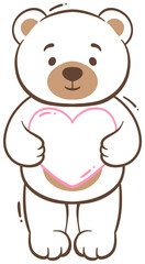 Fototapeta premium Cute Bear Holding Heart Sticker