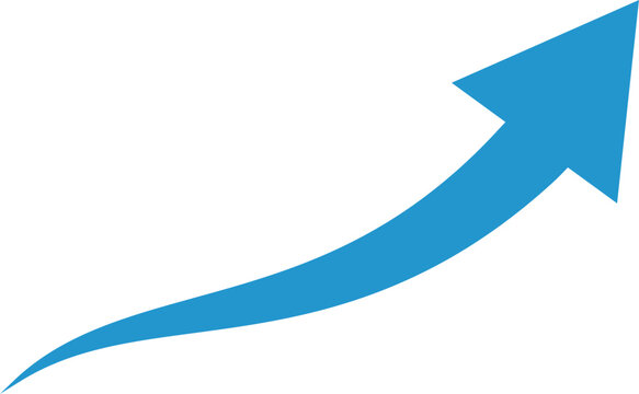 Blue upward trending arrow growth