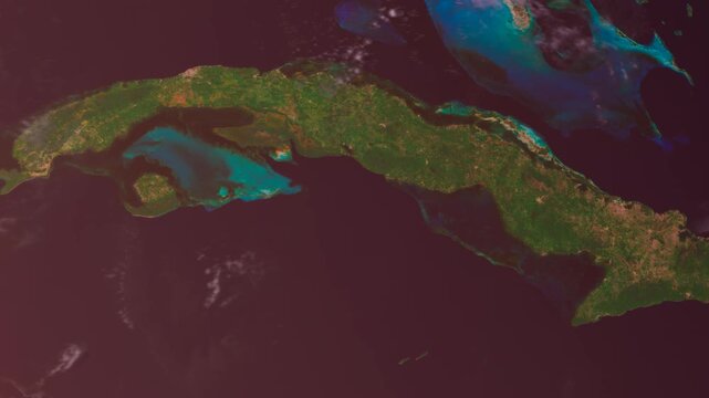 Cuba and Latin America From Space at Sunset. Planet Earth From Space. Globe