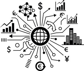 Global financial connections and economic data visualization